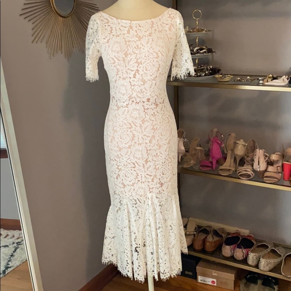 Lulus white lace midi dress